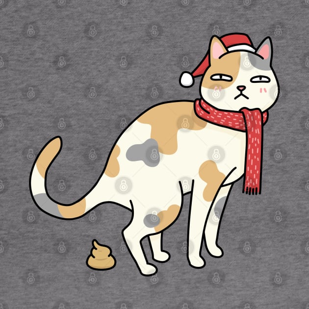 Christmas Calico Cat Pooping by Takeda_Art